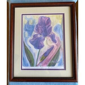 Watercolor - Sweet Iris - framed - Vintage